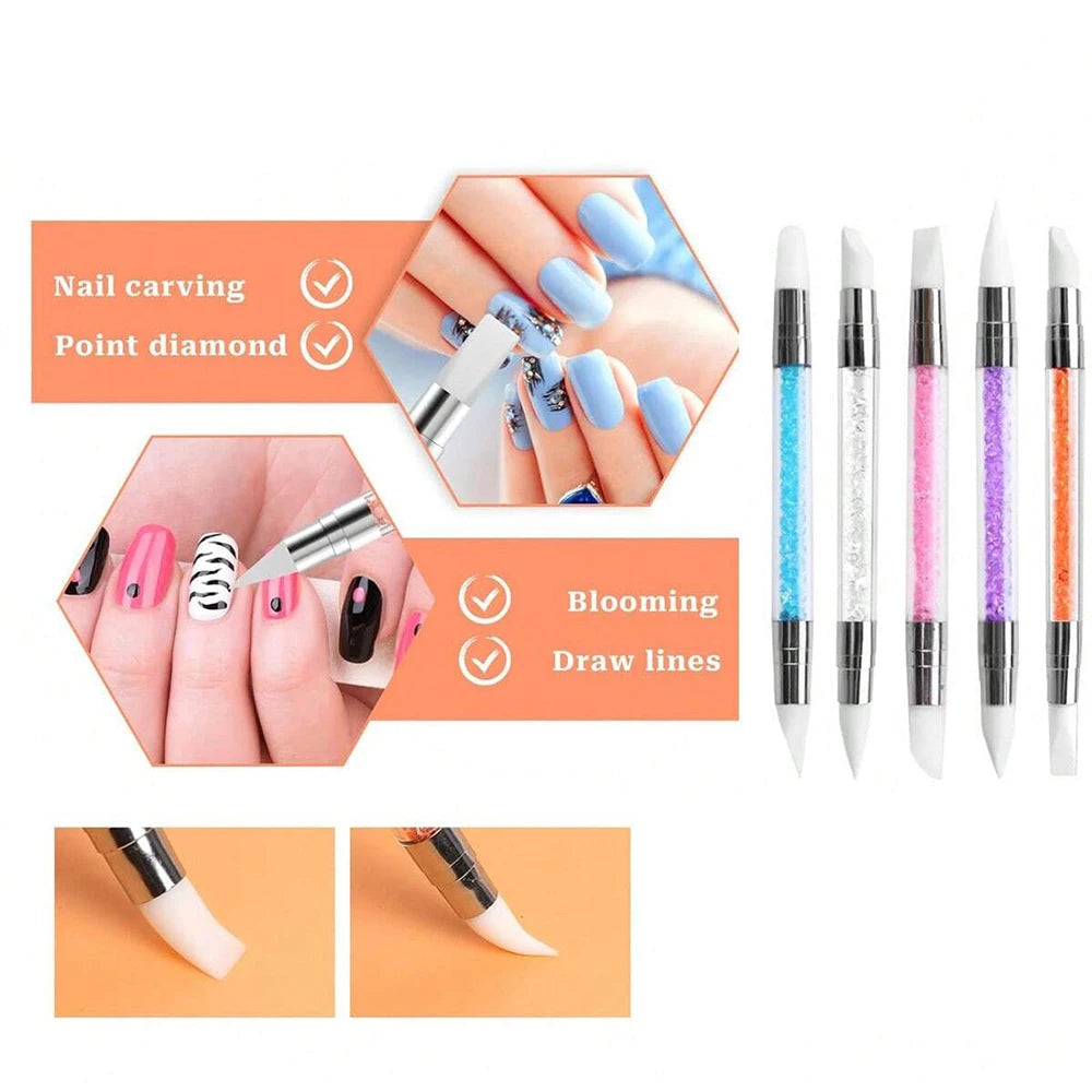 Dual-Ended Silicone Nail Art Carving Pen