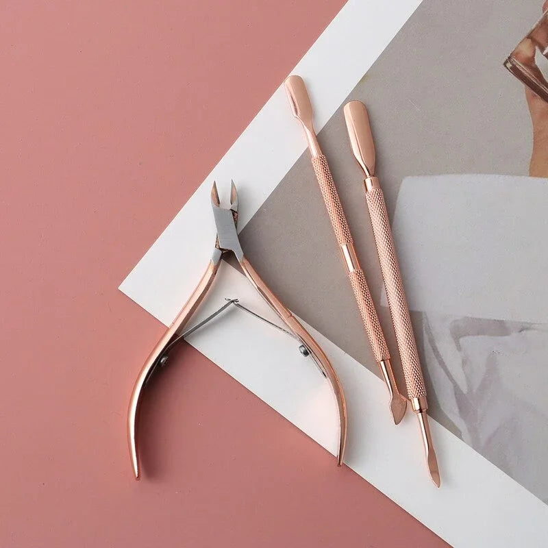 Rose Gold Cuticle Nippers Nail Tools Set
