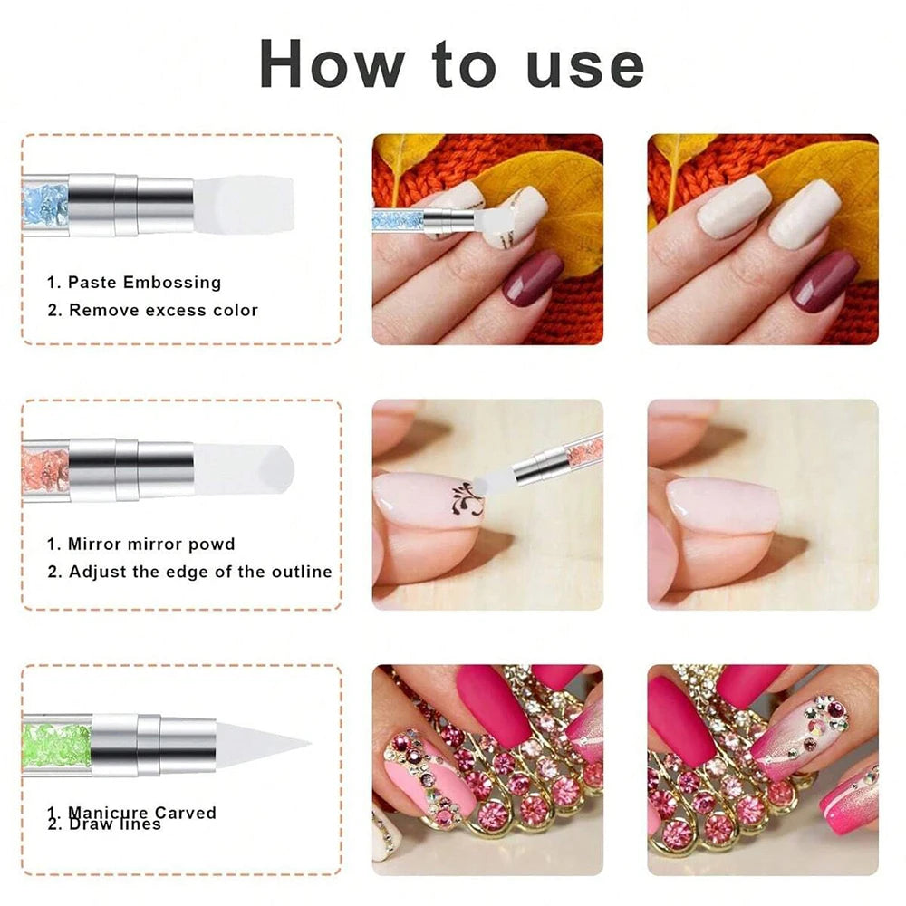 Dual-Ended Silicone Nail Art Carving Pen